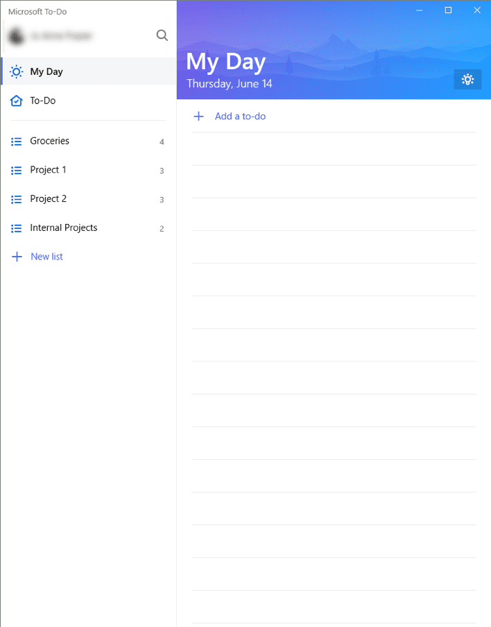 Screenshot of Microsoft To Do List Organization